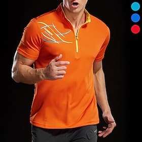Homme T-shirt T-shirt de randonnée Manche Courte Zip quart T-shirt T-shirt de musculation Chemise à manches courtes Extérieur Séchage Rapide Entraînement Doux