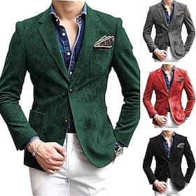 Men Blazer Casual Jacket Casual Daily Streetwear Fashion Casual Daily Spring Fall Polyester Solid Color Classic Thermal Warm Single Breasted Two-button Blazer