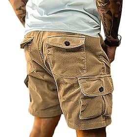 Men's Tactical Cargo Cargo Shorts Shorts Casual Shorts Corduroy Shorts Pocket Textured Solid Color Plain Comfort Knee Length Casual Outdoor Streetwear Fashion