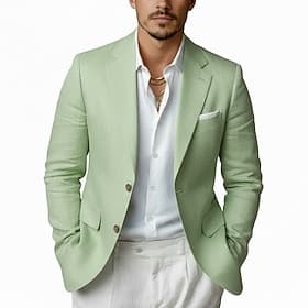 Blazer léger pour homme – veste d'été décontractée à coupe ajustée, col cranté simple boutonnage, vert clair