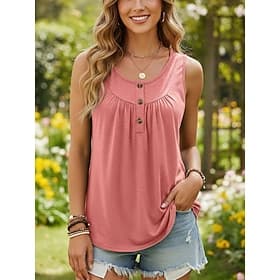 Women's Tank Top Solid Color Plain Vintage Stylish Classic Sleeveless Crew Neck Long Tops Daily Going out Blue Black White Pink Summer Spring