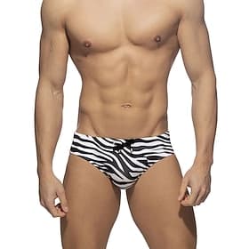 Hombre Bañador Natación Corto Bañadores Pantalones Calzoncillos de Natación Franjas de Cebra Correa Secado rápido Eslático Transpirable Bañadores Prendas de ab