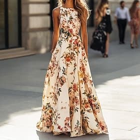 Femmes Robe maxi Robe d'Été Robe fourreau Robe trapèze Robe Nuisette Vacances Occasionnel Chaussures de plage Quotidien Bureau Plage Coupe régulière Fleuri Gra