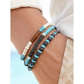 Ensemble de bracelets bohèmes pour homme, mélange de matériaux avec turquoise et pierre de lave, parfait pour les vacances et le quotidien décontracté