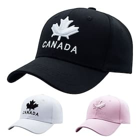 Canada Maple Leaf Embroidered Baseball Cap for Men Women Adjustable Cotton Dad Hat, Canadian Flag Style Travel Souvenir Sun Hat