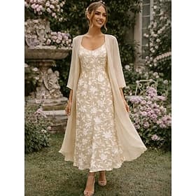 Femmes Robe Ensemble Robe trapèze Élégant Vacances Fleuri Graphique Superposé Imprimé Robe maxi Manche 3/4 Col en V Soirée Bleu Rose Claire Orange Été Printemp