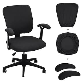 4PCS 1set Stretch Chair Cover Set Elastic Seat Cushion Backrest and Armrest Covers Non Slip Slipcovers for Office Computer Desk Dining Chair