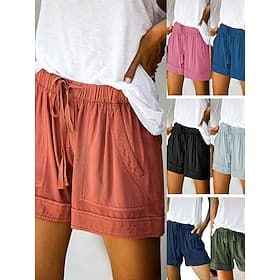 Femmes Shorts Shorts d'été Shorts amples Vacances Mode Streetwear Court Taille haute Uni Cordon de serrage Avec Poches Taille Élastique Respirabilité Confortab