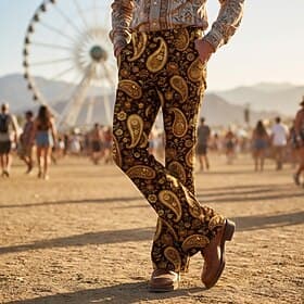 Retro Vintage Boho 1970s Pants Bell Bottom Pants Hippie Disco High Waist Paisley Fancy Dress Men's Halloween Carnival Music Festival Retro Theme Party Adults'