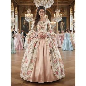 Rococo Baroque Victorienne Longueur au sol Robe Robe de Bal Manches Evasées Princesse Mariée Robe de bal Déguisement Halloween Carnaval Mascarade Mariage Perfo