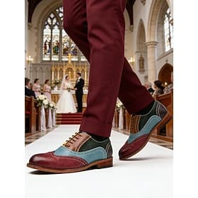 Chaussures brogues colorées en similicuir pour hommes, chaussures habillées élégantes pour les mariages et les occasions spéciales