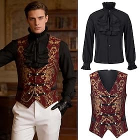 Rokoko Renessanse Fancy kostyme قميص vest Vampyrer Kongelig antrekk Kostyme Herre fantasi Halloween Karneval Ytelse LARP Ren Faire Voksne Vest Trøye