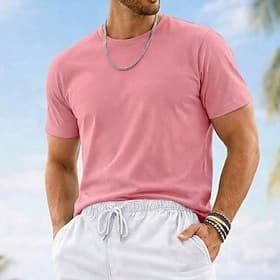 Homme T-shirt T-shirt 100% coton Manche Courte Col ras du cou Été Printemps Couleur Unie Uni Tricots Vacances ancien Basique Pur Occasionnel Maison Extérieur B