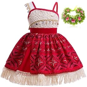 Princesse Moana Robe Costume Couronne de fleurs Costumes Thématiques de Films et TV for Fille Enfant Carnaval Journée des enfants Plage Soirée Anniversaire