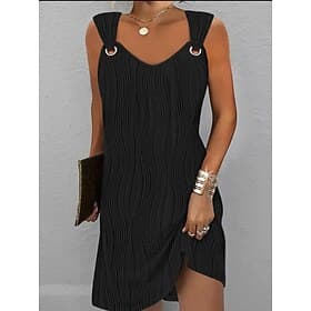 Femmes Mini Robe Robe Blanche Robe Décontractée Robe débardeur Élégant Mode Moderne Extérieur Vacances Sortir Coupe régulière Uni Sans manches Col en V Noir Bl