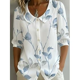 Women's Shirt Boho Shirt Buttons Floral Elegant Bohemia Active Daily Holiday Beach Wear White Pink Summer Spring