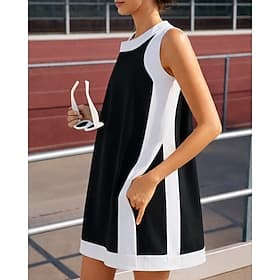Per donna Patchwork Set sportivo Set da tennis Gonne da tennis Pantaloncini da tennis Senza Maniche 2 Pezzi Traspirante Tennis Golf Pickleball Il giro Vestito