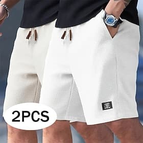 Herren Waffel-Shorts Shorts Freizeitshorts Tasche Elastischer Bund Strukturiert Einfach Komfort Atmungsaktiv Knielang Lässig Outdoor Strand Urlaub Mode Gelb /