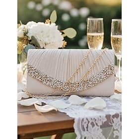 Femmes Sac à épaule Sac de soirée Mini Sac de Poignet Sacs à Épaule Polyester Soirée Saint-Valentin Fête de mariage Strass Paillettes Chaîne Sac Multi-Porté Co