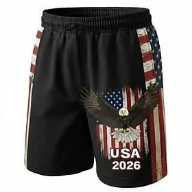 Men's 4th of July U.S. 250th Anniversary Eagle American Flag Swim Trunks Swim Shorts Board Shorts Mid Waist Patriotic Holiday Side Pockets Mesh Lining Elastic