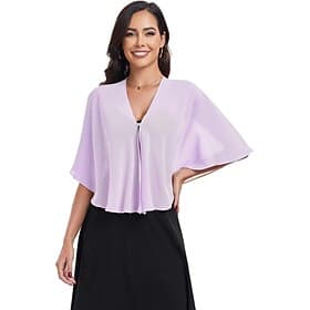 Women's Wrap Shrug Mother's Wraps Bridal's Wraps Wedding Guest 's Wraps Elegant Ladies Formal Style Sleeveless Chiffon Wedding Wraps With Pure Color For Daily