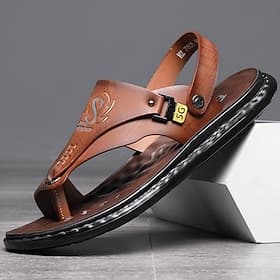 Sandales marron en similicuir pour homme – chaussures d'été décontractées, bride ajustable, confort idéal pour les voyages et le quotidien