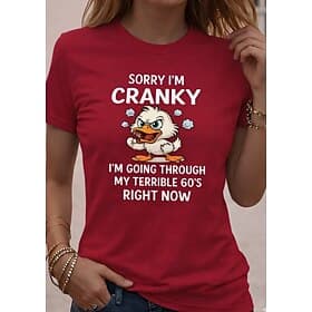 Women's T Shirt Funny Humor Quotes Print Graphic Letter Stylish Classic Casual Short Sleeve Crew Neck Round Neck Regular Tops Daily Weekend Black White Red Sum