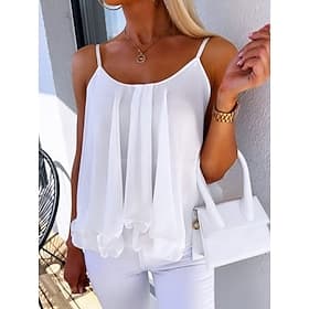 Women's Tank Top Graphic Plain Elegant Fashion Stylish Sleeveless Round Neck Regular Tops Daily Going out Weekend Blue Black White Yellow Pink Summer Spring