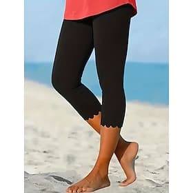 Femmes Slim Chinos Leggings Vacances Classique Occasionnel Longueur mollet Taille moyenne Uni Taille Élastique Confortable Respirant Haute Élasticité Quotidien