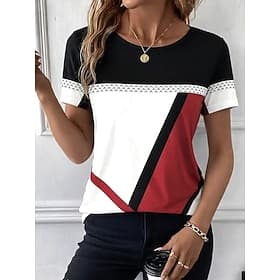 Easter Women's T Shirt Print Graphic Plaid Abstract Vintage Stylish Classic Short Sleeve Long Sleeve Crew Neck Round Neck Regular Tops Daily Blue Ash White / G