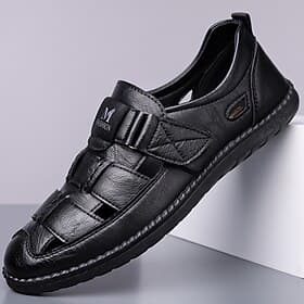 Men's Faux Leather Summer Casual Shoes – Breathable Cutout Upper, Slip-On Comfort, Lightweight Soft Sole, Perfect for Vacation, Beach, Resort and Daily Casual