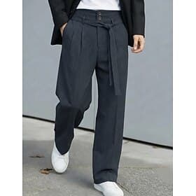 Herren Hose Anzughose Tasche Knöpfe Einfach Komfort Atmungsaktiv Volle Länge Heim Outdoor Streetwear Urlaub Mode Marineblau Grau Unelastisch