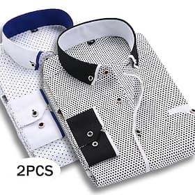 Homme Chemise Chemise habillée Chemise boutonnée Géométrique Occasionnel Quotidien Blanc Rouge Bleu marine noir Bleu marine blanc Bleu Marine Rouge manche
