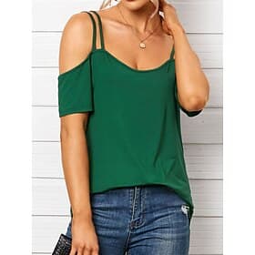 Women's Cold Shoulder Tops T Shirt Tee Top Solid Color Fashion Stylish Classic Short Sleeve Cold Shoulder Regular Tops Daily Going out Weekend Blue Black Wine