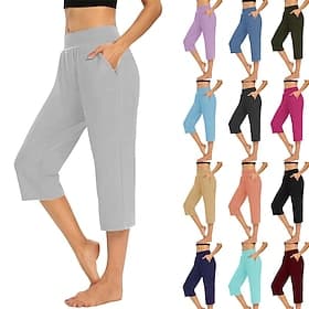 Women's Capri shorts Chinos Vacation Streetwear Casual Calf-Length Medium Waist Plain Pocket Elastic Waist Comfy Breathable Stretchy Daily Outdoor Streetwear W