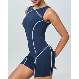 Per donna Tuta da allenamento Tutina Tinta unica Body Estate Primavera Blu scuro Allenamento in Palestra Fitness Yoga Elastico Traspirante Senza Maniche Sport