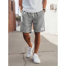 Homme Shorts Shorts d'été Shorts de plage Short décontracté Cordon de serrage Taille Élastique Pur Couleur Unie Texturé Confort Longueur Genou Quotidien Extéri