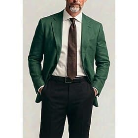 Men Lightweight Jacket Linen Blazer Business Work Formal Lightweight Classic Summer Spring Cotton POLY Solid Color Multiple Pockets Single Breasted Two-button