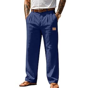 Herren Leinenhosen Hose Sommerhose Baggy-Hosen Tasche Elastischer Bund Einfach Komfort Atmungsaktiv Volle Länge Täglich Outdoor Geschäft Mode Klassicher Stil B