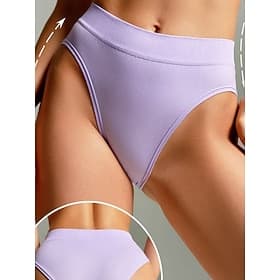 Women's Panties Elastic WaistNightwearCotton Nylon Solid Colored Fashion Cute Light Blue Black White Purple Beige Winter Spring Summer Fall Winter