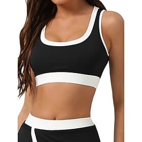 Femmes Bloc de Couleur Débardeur de sport Soutien-gorge de tennis Soutien-Gorges de Sport Sans manches Patchwork Séchage Rapide Résistant aux Chocs Évacuation