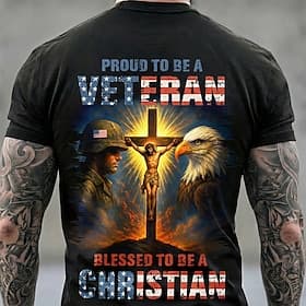 4th of July 2026 250th Memorial Day Men's Bible Patriotic Designer Patriot Graphic American Flag Veteran T-Shirt Casual