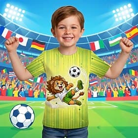 Boys' 3D Graphic Lion Football T shirt Tee Short Sleeve 3D Print Summer Spring Sports Fashion Streetwear Kids 4-12 Years Crew Neck Casual Daily Outdoor Regular