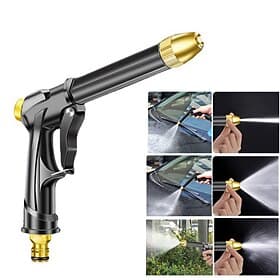 Pistolet d'arrosage haute pression en métal robuste avec buses rotatives réglables, étanche, idéal pour le lavage de voiture, l'arrosage du jardin, le nettoyag