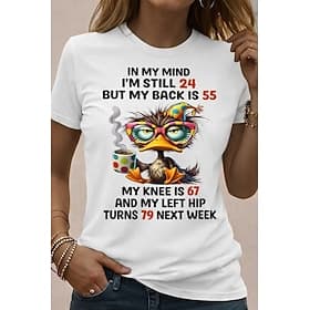 Women's T Shirt Funny Humor Quotes Patchwork Print Cat Letter Funny Slang Stylish Basic Classic Short Sleeve Crew Neck Round Neck Regular Tops Daily White Ligh