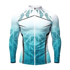 Men's Standard Rash Guard Swim Shirt Gradient Geometry Color-blocking Zip Up UPF50 UV Protection Quick Dry Long Sleeve Swimwear Sun Shirt Surfing Canoeing Beac