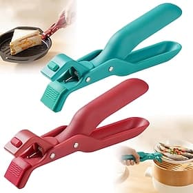 2pcs Heavy-Duty Anti-Scald Clips, Non-Slip Kitchen Bowl/Pot/Tray Clips for Oven,Grill - One-Handed Operation,with Non-Slip Base
