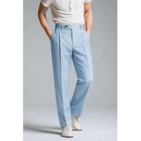 Herren-Anzughose aus Baumwoll-Leinen, leichte, elegante Freizeithose, normale Passform, Frühling Sommer