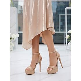 Escarpins à plateforme couleur chair pour femmes - chaussures élégantes à brides pour invitées de mariage, parfaites pour les mariages et réceptions en ville é