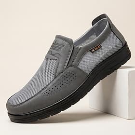Men's Gray Slip-On Casual Loafers Breathable Lightweight Comfort Walking Shoes for Daily Wear, Travel, Commuting, Office and Smart Casual Style